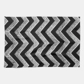 Schwarzes und glittery Zickzack des Silbers Geschirrtuch (Horizontal)