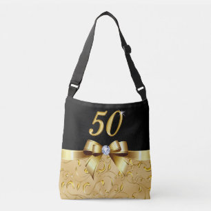 Schwarzes und Gold50. Geburtstags-Geschenke Tragetaschen Mit Langen Trägern