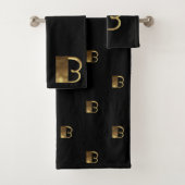 Schwarzes und Gold des Monogramm-B schauen Badhandtuch Set (Insitu)