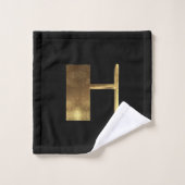 Schwarzes und Gold des Monogramm-H schauen Badhandtuch Set (Waschlappen)