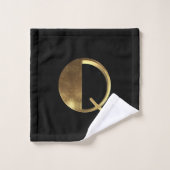 Schwarzes und Gold des Monogramm-Q schauen Badhandtuch Set (Waschlappen)