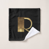 Schwarzes und Gold des Monogramm-R schauen Badhandtuch Set (Waschlappen)