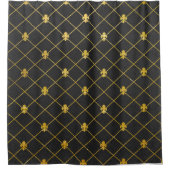 Schwarzes und Gold. Fleur De Lis. Duschvorhang (Vorderseite)
