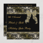Schwarzes und Gold gebeugtes Einladung (Vorne/Hinten)