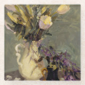 Schwarzes und Gold Glasuntersetzer (Vorderseite)