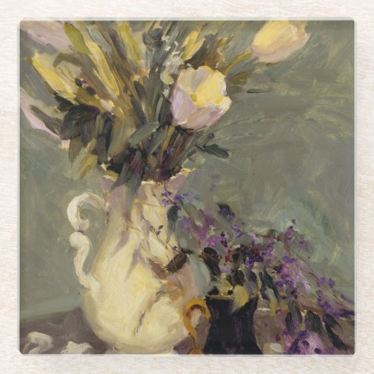 Schwarzes und Gold Glasuntersetzer (Vorderseite)