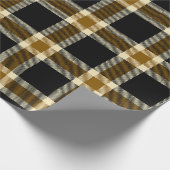 Schwarzes und Gold kariert Geschenkpapier (Ecke)