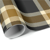 Schwarzes und Gold kariert Geschenkpapier (Rolleneckpunkt)