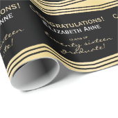Schwarzes und Gold, Klasse von 2016, Geschenkpapier (Rolleneckpunkt)