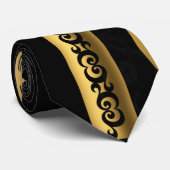 Schwarzes und Gold mit Filigran geschmückt Krawatte (Gerollt)