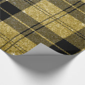 Schwarzes und Gold Plaid-04 Geschenkpapier (Ecke)
