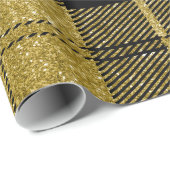 Schwarzes und Gold Plaid-04 Geschenkpapier (Rolleneckpunkt)