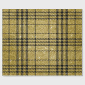 Schwarzes und Gold Plaid-13 Geschenkpapier (Flach)
