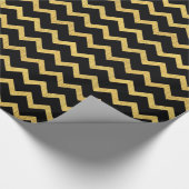 Schwarzes und Gold Zickzack Geschenkpapier (Ecke)