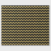 Schwarzes und Gold Zickzack Geschenkpapier (Flach)