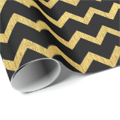 Schwarzes und Gold Zickzack Geschenkpapier (Rolleneckpunkt)