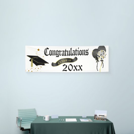 Schwarzes und GoldAbschluss-Klasse der Fahne Banner (Messeveranstaltung)