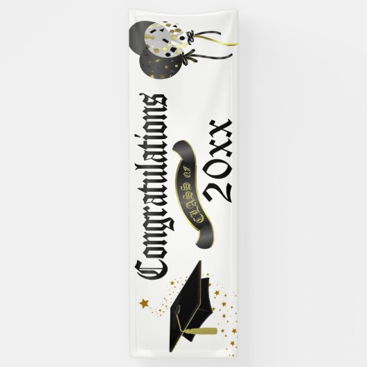 Schwarzes und GoldAbschluss-Klasse der Fahne Banner (Vertikal)