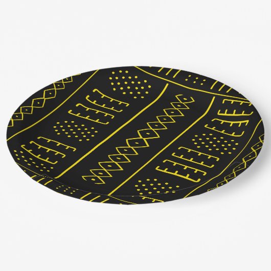 Schwarzes und Goldafrikaner-Art Pappteller (Schrägansicht)