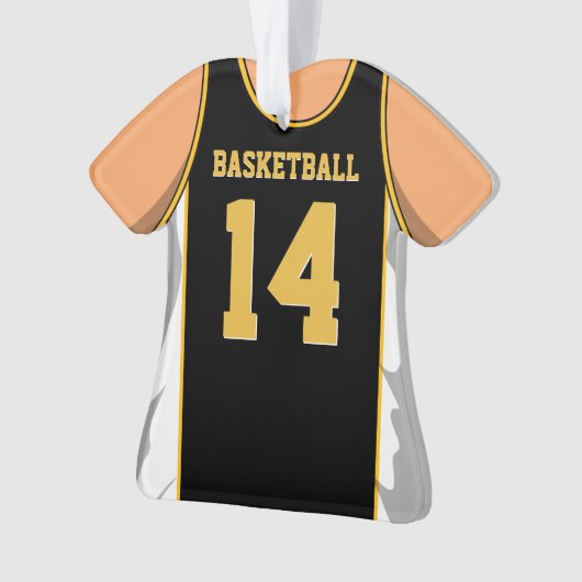 Schwarzes und Goldbasketball Ornament (Vorderseite)