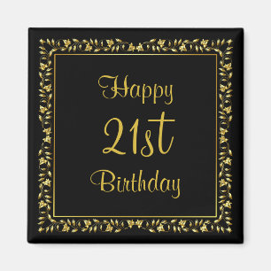 Schwarzes und Goldblumen21. Geburtstag Magnet