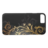 Schwarzes und Goldblumenrebe Case-Mate iPhone Hülle (Rückseite (Horizontal))