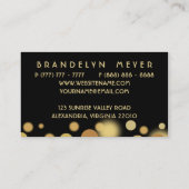 Schwarzes und GoldBokeh Punkt-Visitenkarte Visitenkarte (Rückseite)