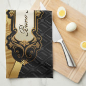 Schwarzes und GoldBunco Zusätze Geschirrtuch (Viertel Falte)