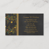 Schwarzes und Goldbunte Blumen-Reben Visitenkarte (Rückseite)