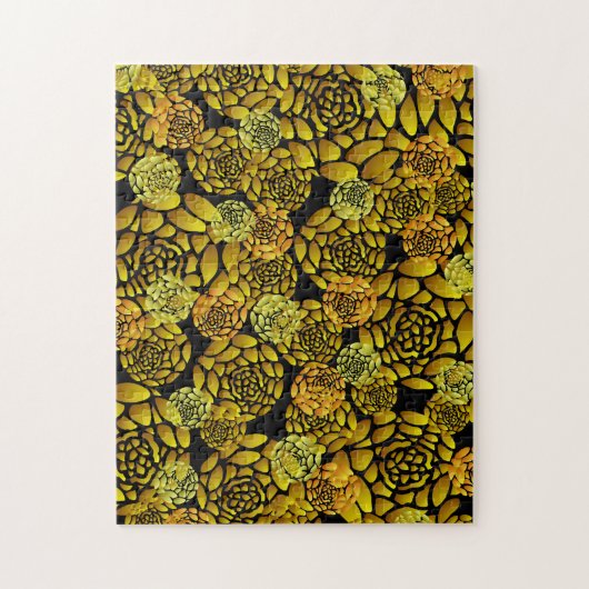 Schwarzes und Goldchrysantheme-Puzzle Puzzle (Vertikal)