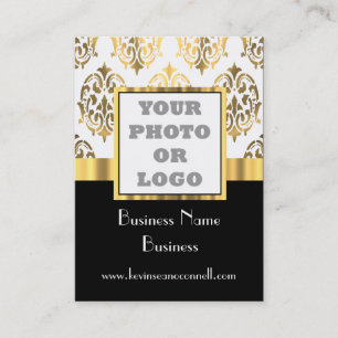 Schwarzes und Golddamast-Fotologo Visitenkarte