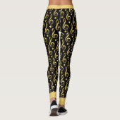 Schwarzes und Golddreifacher Clef-Musical-Leggings Leggings (Rückseite)