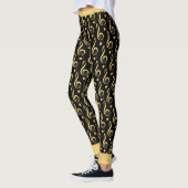 Schwarzes und Golddreifacher Clef-Musical-Leggings Leggings (Links)