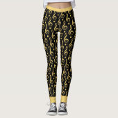 Schwarzes und Golddreifacher Clef-Musical-Leggings Leggings (Vorderseite)