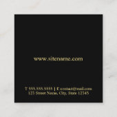 Schwarzes und Goldelegantes Monogramm Quadratische Visitenkarte (Rückseite)