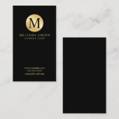 Schwarzes und Goldelegantes Monogramm Visitenkarte (Vorne/Hinten)