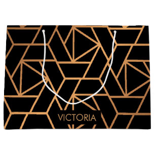 Schwarzes und Goldelegantes Muster Große Geschenktüte