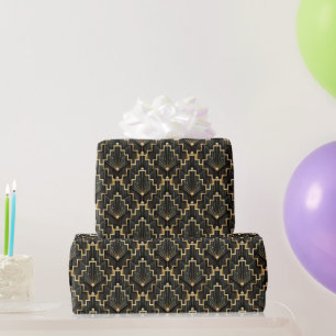 Schwarzes und goldenes Art Deco Design Geschenkpapier