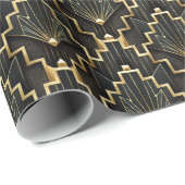 Schwarzes und goldenes Art Deco Design Geschenkpapier (Rolleneckpunkt)