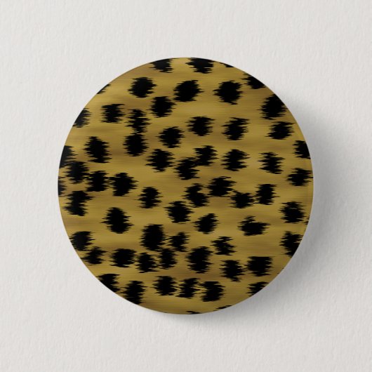Schwarzes und goldenes Brown-Gepard-Druck-Muster Button (Vorderseite)