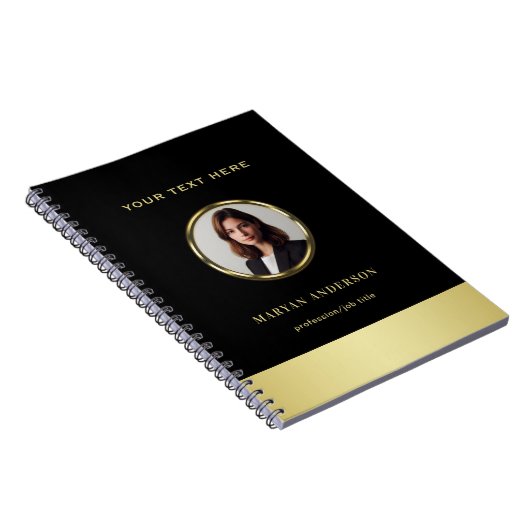 Schwarzes und goldenes Design, Logo oder Foto im g Notizblock (Rechte Seite)