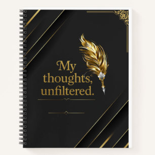 Schwarzes und goldenes elegantes Spiralnotizbuch. Notizblock