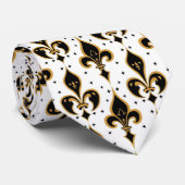 Schwarzes und goldenes fleur-de-lis Nahtloses Must Krawatte (Gerollt)