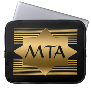 Schwarzes und goldenes geometrisches personalisier laptopschutzhülle