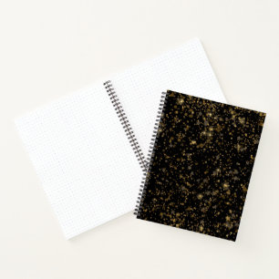 Schwarzes und goldenes Glamour-Konfetti-Muster L Notizblock