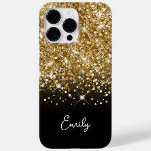 Schwarzes und goldenes Glitter Glam Case-Mate iPhone 14 Pro Max Hülle