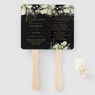 Schwarzes und goldenes Grünzeug-Hochzeitsprogramm Fächer