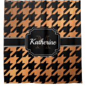 Schwarzes und goldenes Hahnentrittmuster Duschvorhang (Vorderseite)