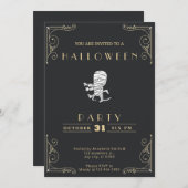 Schwarzes und goldenes Halbpappe auf Mama Hallowee Einladung (Vorne/Hinten)