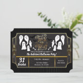 Schwarzes und goldenes Halloween-Party als Trick o Einladung (Stehend Vorderseite)